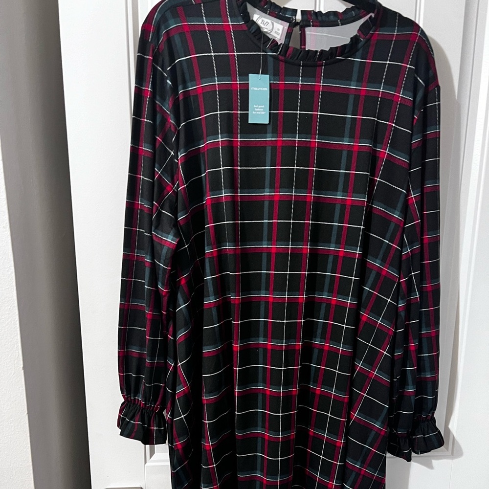 NWT - Maurices Plaid MIDI Dress - Size 3x - Super Soft Material!